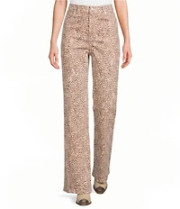 Bailey Rose Animal Print Wide Leg Jeans