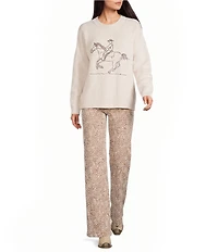 Bailey Rose Animal Print Wide Leg Jeans