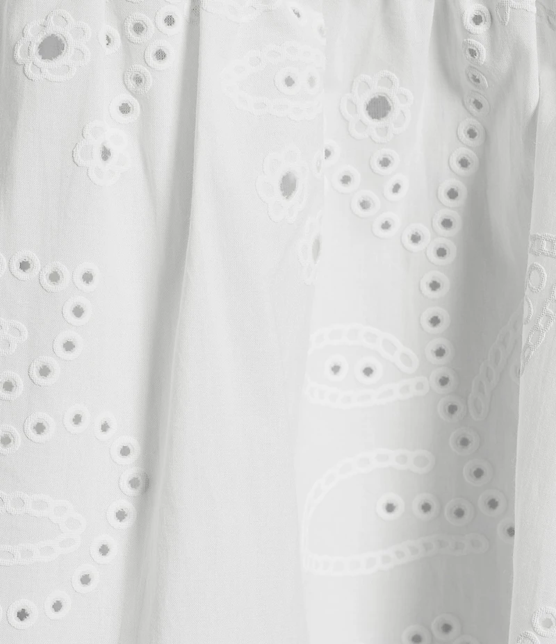 Bailey Rose Eyelet V-Neck Peter Pan Collar Short Sleeve Drop Waist Mini Dress