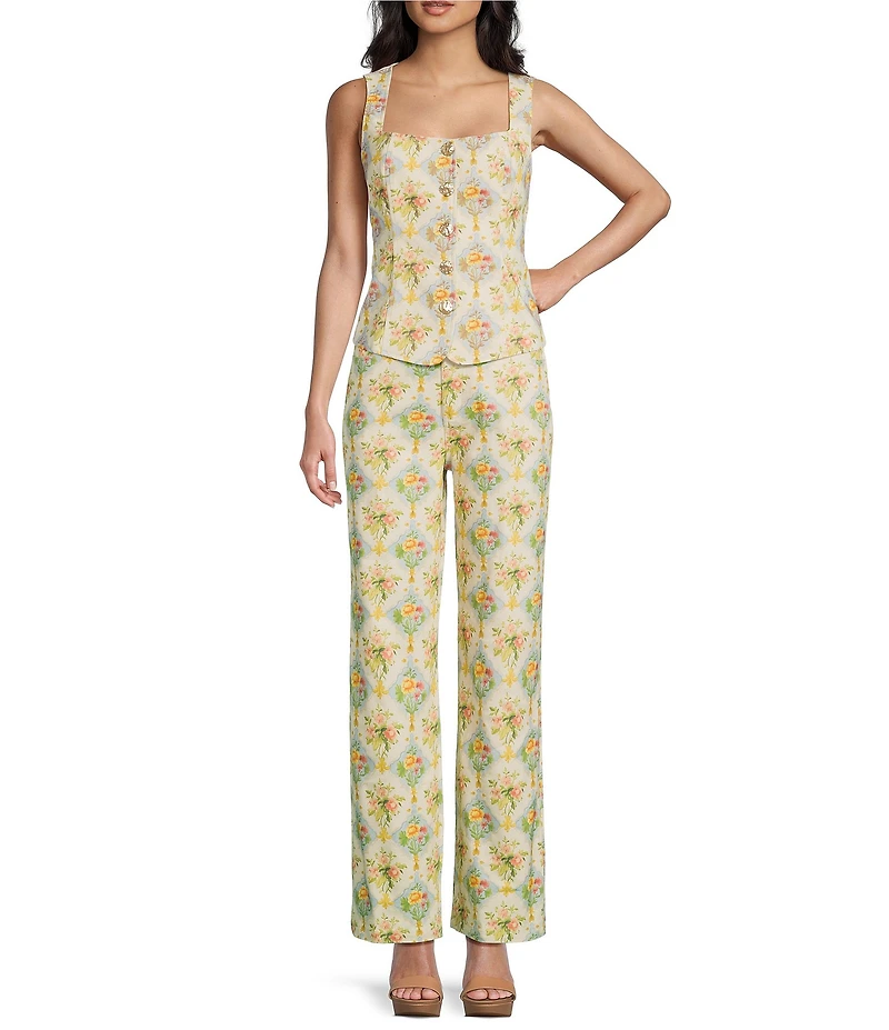 Bailey Rose Floral Print Wide Leg Jeans