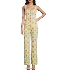 Bailey Rose Floral Print Wide Leg Jeans