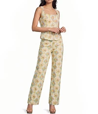 Bailey Rose Floral Print Wide Leg Jeans