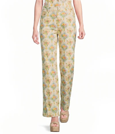 Bailey Rose Floral Print Wide Leg Jeans