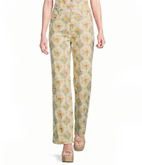 Bailey Rose Floral Print Wide Leg Jeans