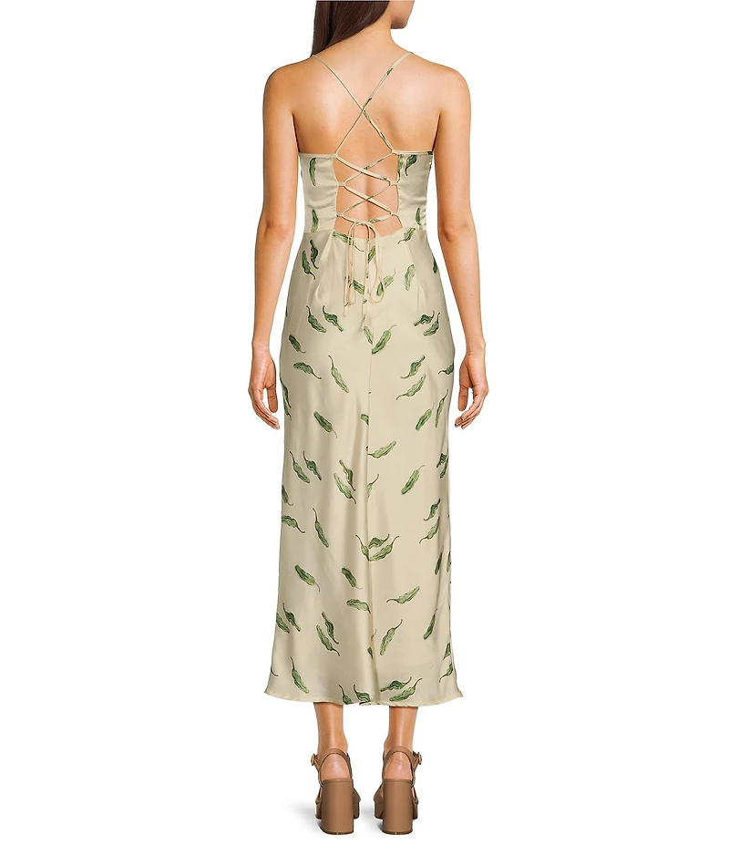 Bailey Rose Green Chili Pepper Print Maxi Dress