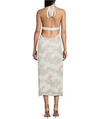 Bailey Rose Halter Rose Sequin Midi Dress