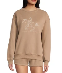 Bailey Rose Western Horse Print Pullover Crew Neck Sweatshirt