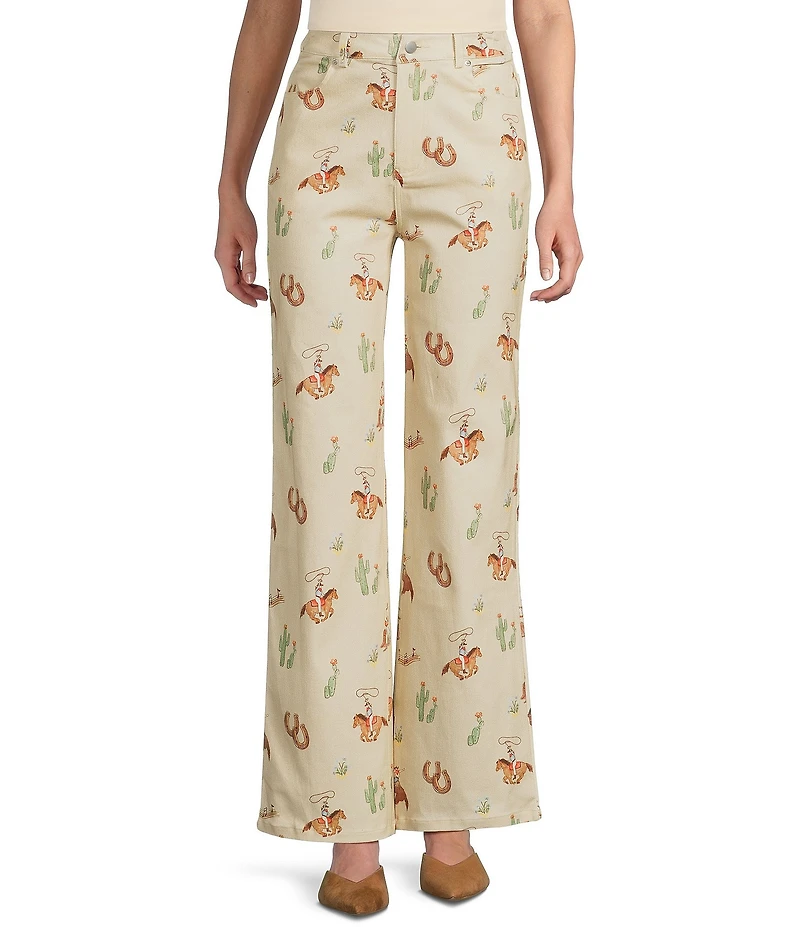 Bailey Rose Coordinating Western Horse Print Wide Leg Jeans
