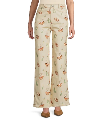 Bailey Rose Coordinating Western Horse Print Wide Leg Jeans