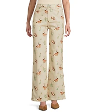 Bailey Rose Coordinating Western Horse Print Wide Leg Jeans