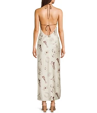 Bailey Rose Western Horseshoe Print Halter Top Maxi Dress