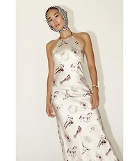Bailey Rose Western Horseshoe Print Halter Top Maxi Dress