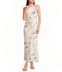 Bailey Rose Western Horseshoe Print Halter Top Maxi Dress