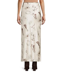 Bailey Rose Western Horseshoe Print Silk Maxi Skirt