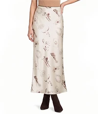Bailey Rose Western Horseshoe Print Silk Maxi Skirt