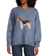 Bailey Rose Long Sleeve Crew Neck Dog Print Sweater
