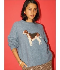 Bailey Rose Long Sleeve Crew Neck Dog Print Sweater