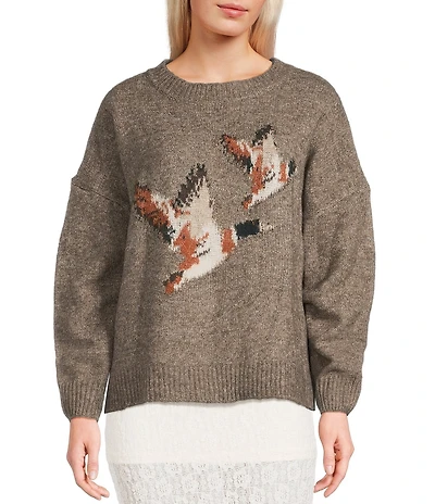 Bailey Rose Long Sleeve Crew Neck Duck Print Sweater