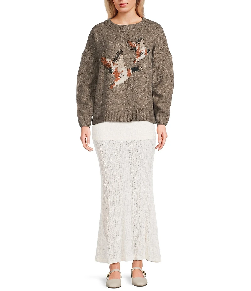 Bailey Rose Long Sleeve Crew Neck Duck Print Sweater