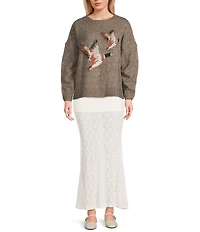 Bailey Rose Long Sleeve Crew Neck Duck Print Sweater