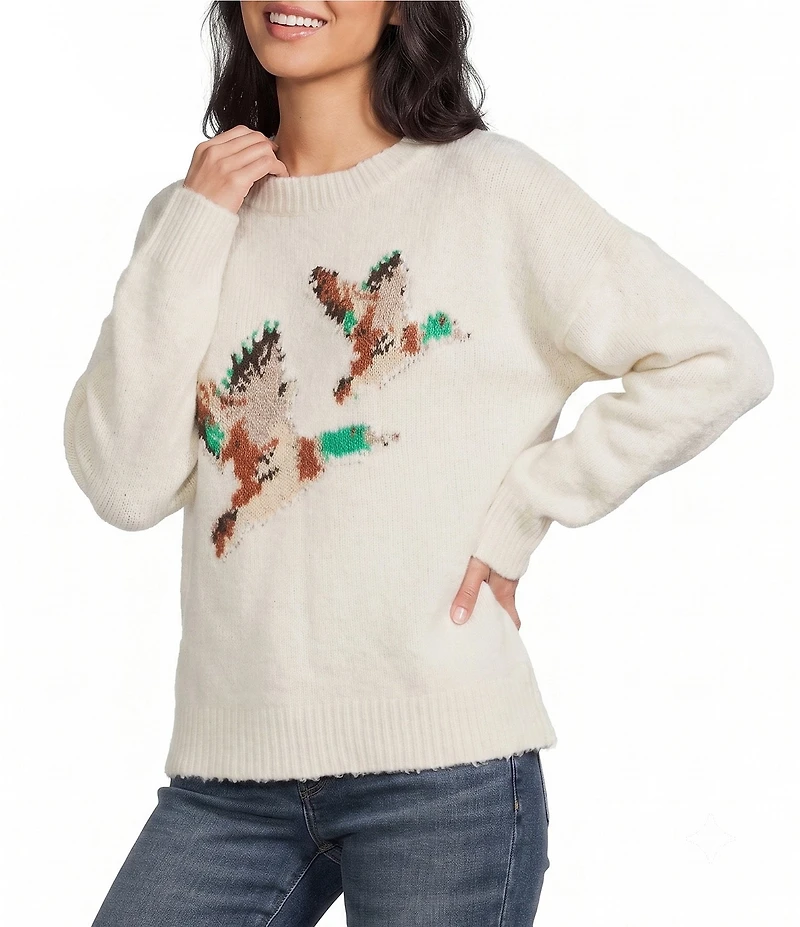 Bailey Rose Long Sleeve Crew Neck Duck Print Sweater