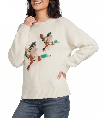 Bailey Rose Long Sleeve Crew Neck Duck Print Sweater
