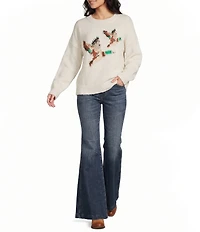 Bailey Rose Long Sleeve Crew Neck Duck Print Sweater