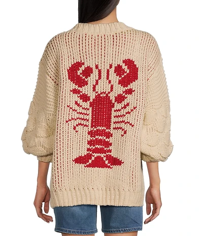 Bailey Rose Long Sleeve Oversized Lobster Cardigan