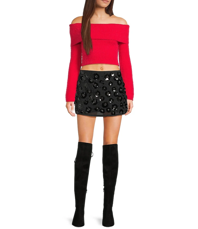 Bailey Rose Off-The-Shoulder Long Sleeve Sweater