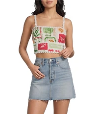 Dee Elly Postcard Square Neck Crop Top