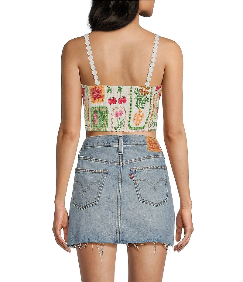 Dee Elly Postcard Square Neck Crop Top