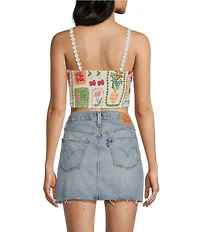 Dee Elly Postcard Square Neck Crop Top