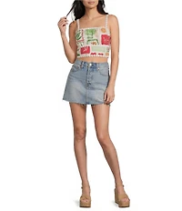 Dee Elly Postcard Square Neck Crop Top