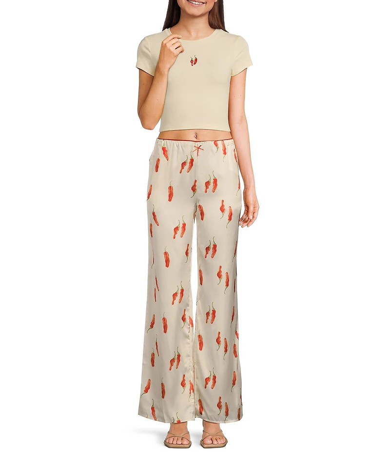 Bailey Rose Red Chili Pepper Silk Coordinating Pants