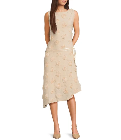 Bailey Rose Rosette Sleeveless Asymmetrical Hem Midi Dress