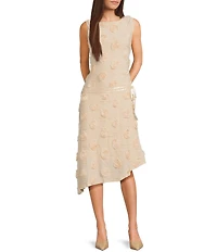 Bailey Rose Rosette Sleeveless Asymmetrical Hem Midi Dress