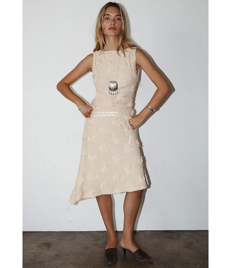 Bailey Rose Rosette Sleeveless Asymmetrical Hem Midi Dress