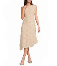 Bailey Rose Rosette Sleeveless Asymmetrical Hem Midi Dress