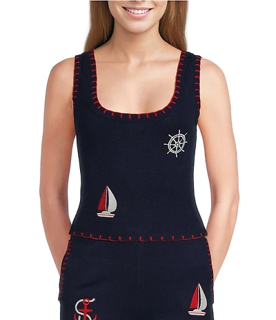 Bailey Rose Coordinating Sailboat Knit Sweater Tank Top