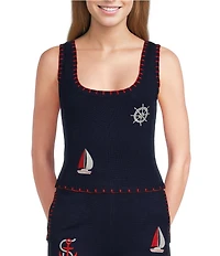 Bailey Rose Coordinating Sailboat Knit Sweater Tank Top
