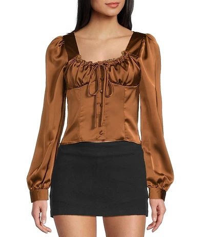 Bailey Rose Satin Long Sleeve Corset Top