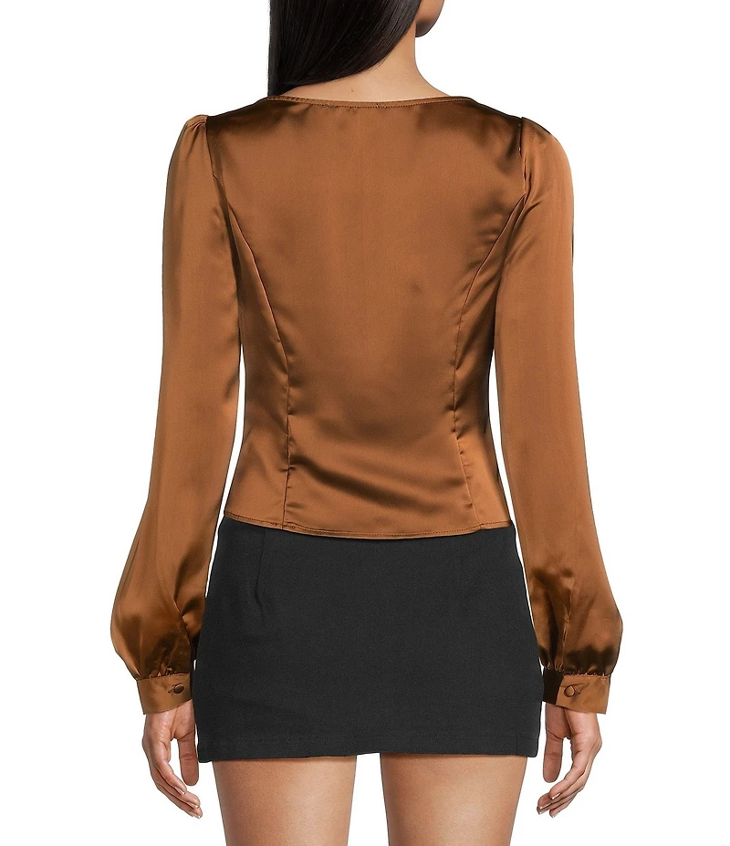 Bailey Rose Satin Long Sleeve Corset Top