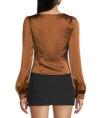 Bailey Rose Satin Long Sleeve Corset Top