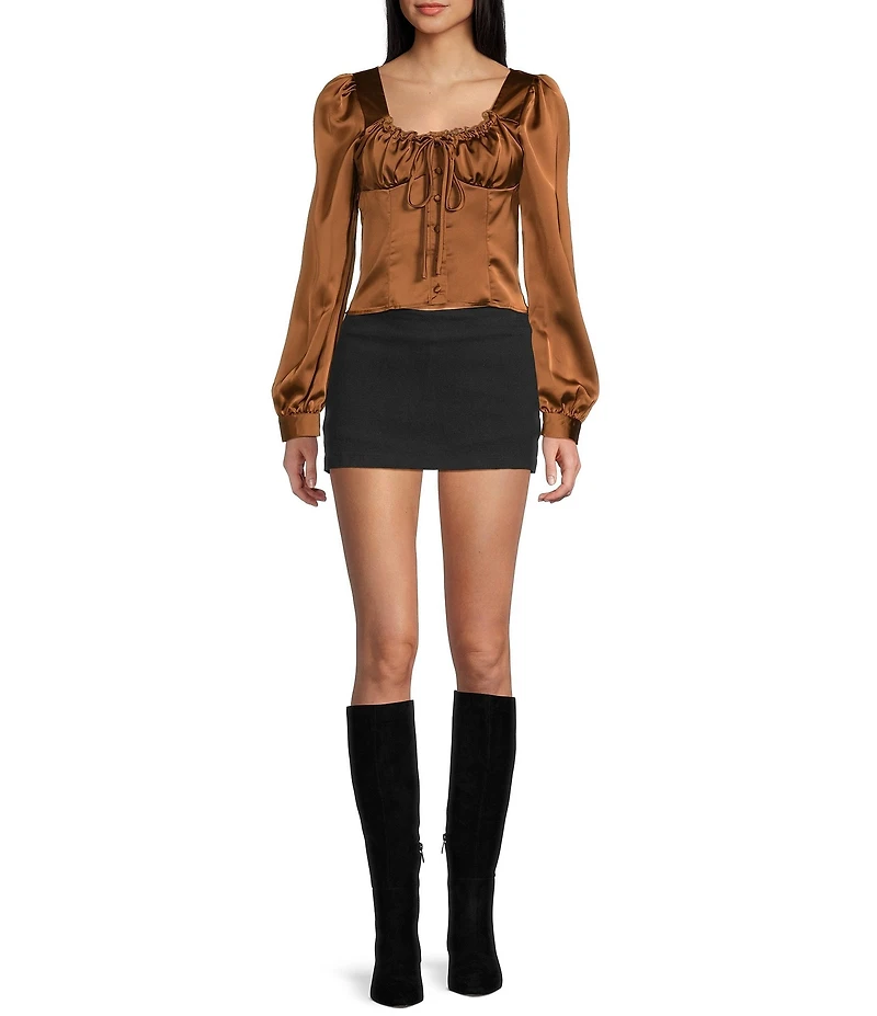 Bailey Rose Satin Long Sleeve Corset Top