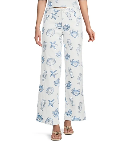 Bailey Rose Seashell Print Wide Leg Coordinating Jeans