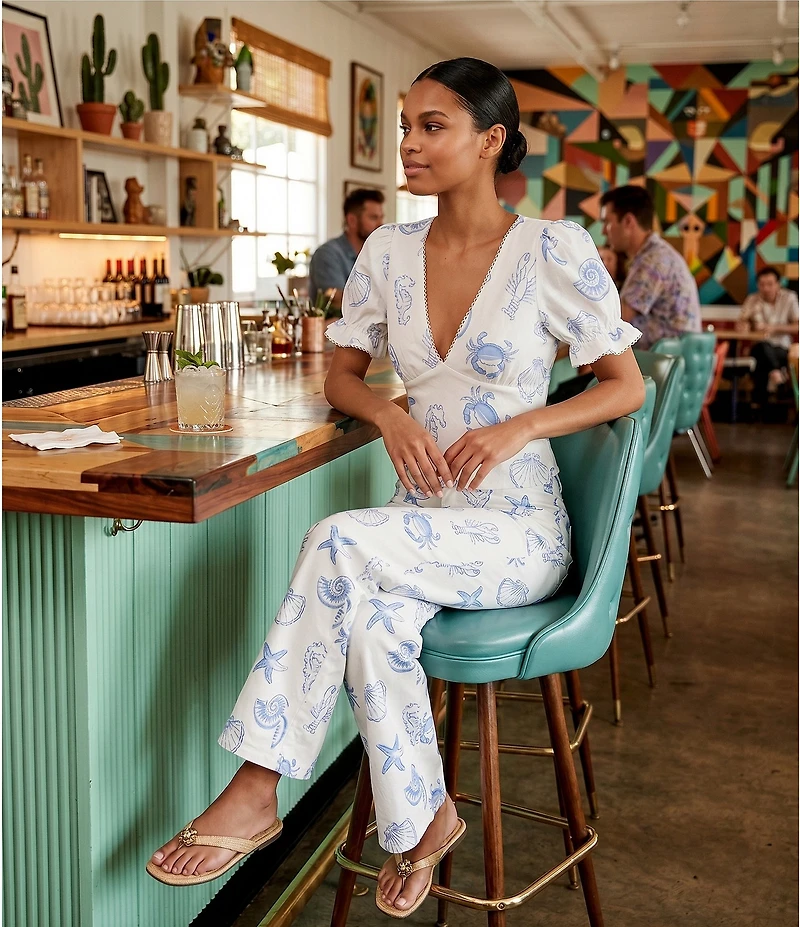 Bailey Rose Seashell Print Wide Leg Coordinating Jeans