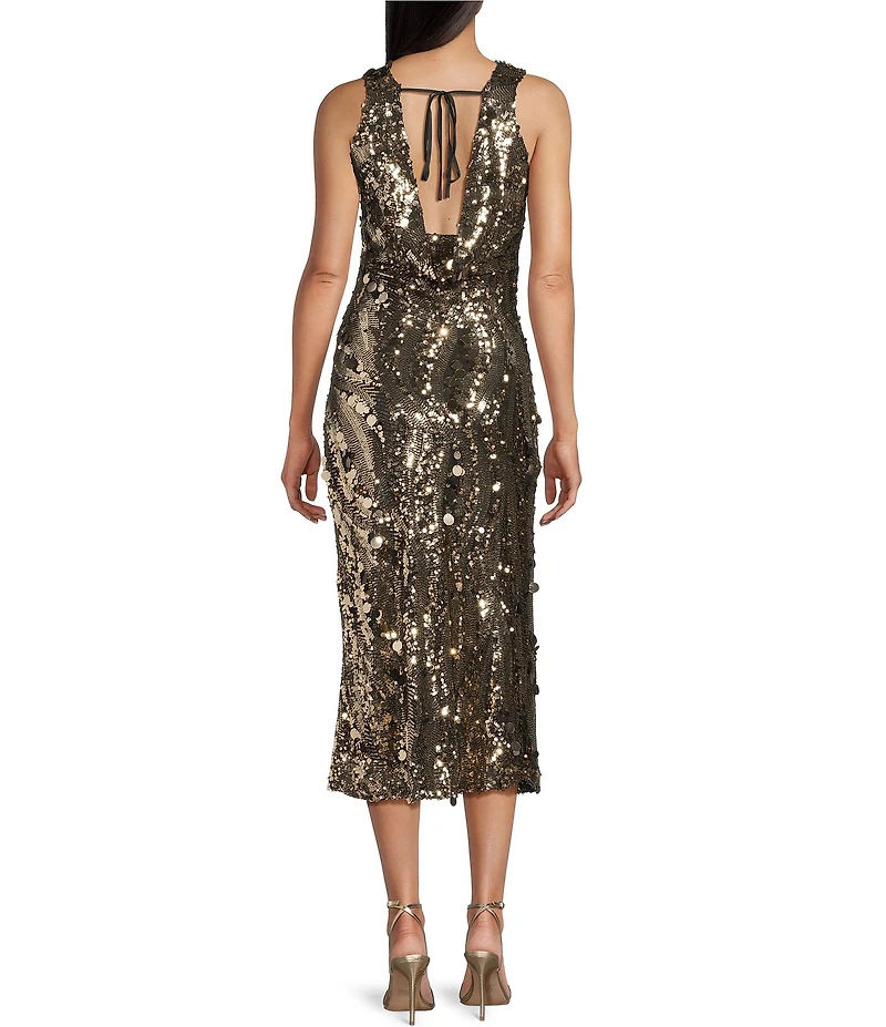 Bailey Rose Sequin Gold Maxi Dress