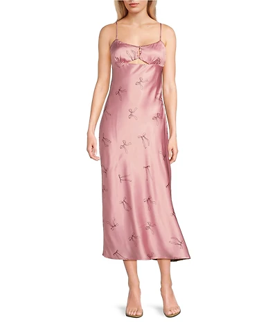 Bailey Rose Square Neck Bow Print Maxi Dress