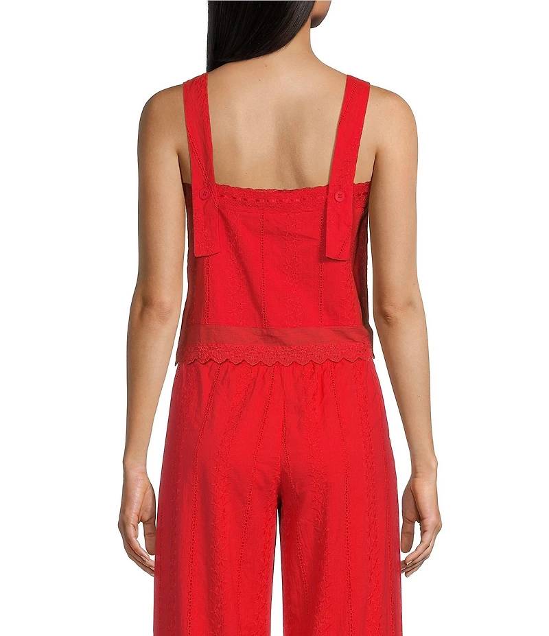 Bailey Rose Square Neck Sleeveless Eyelet Top