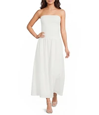 Bailey Rose Strapless Bow Eyelet Maxi Dress